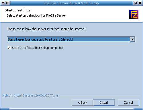 Installation : �cran du comportement du client de configuration