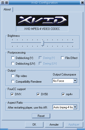 Configuration du d�codeur XviD