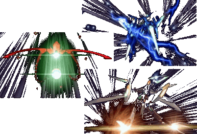  Les Trois Vandreads&nbsp;: De haut en bas, Vandread-Dita, Vandread-Jura et Vandread-Me&iuml;a